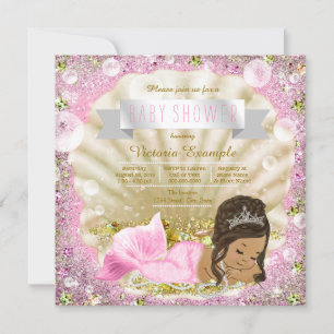 Invitation Baby Shower Ethnique Sirène Perle Rose