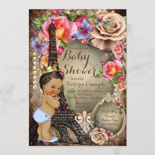 Invitation Baby shower ethnique vintage de prince Paris