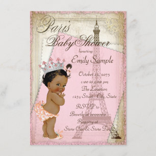 Invitation Baby Shower Ethnique Vintage Paris