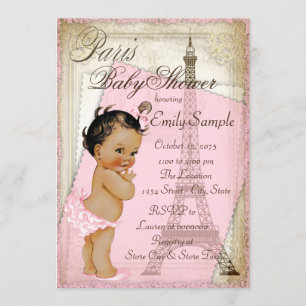 Invitation Baby shower Ethnique Vintage Paris