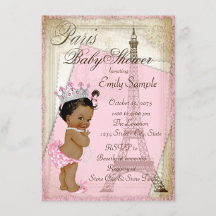 Invitation Baby Shower Ethnique Vintage Paris