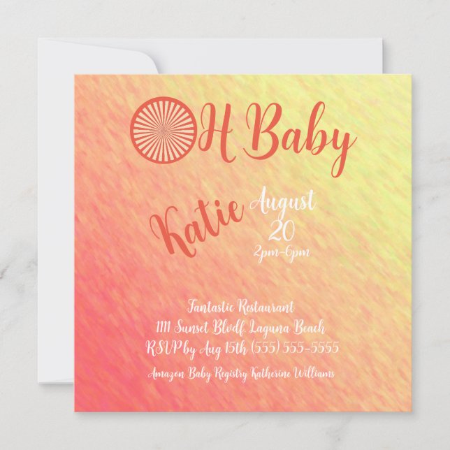 Invitation Baby shower-étincelle Du Soleil Neutre-Sexe (Devant)
