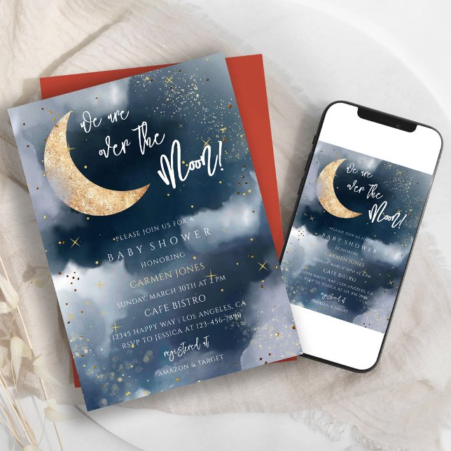 Invitation  Baby Shower Étoiles Bleues (Créateur téléchargé)