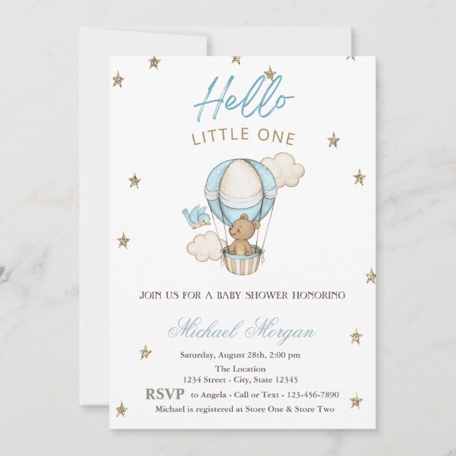 Invitation Baby shower Etoiles de Parties scintillant de ball (Devant)