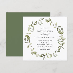 Invitation Baby shower Eucalyptus