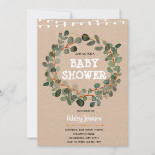 Invitation baby shower Eucalyptus