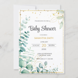 Invitation Baby shower Eucalyptus