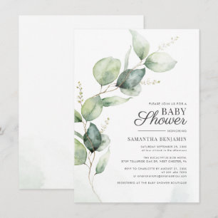 Invitation Baby Shower Eucalyptus Botanique Verdure