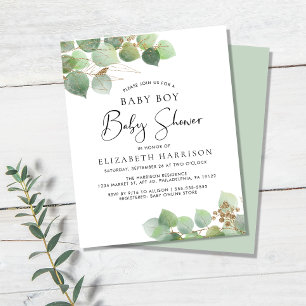 Invitation Baby shower Eucalyptus Budget