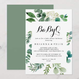 Invitation Baby shower Eucalyptus de verdure BabyQ Barbecue