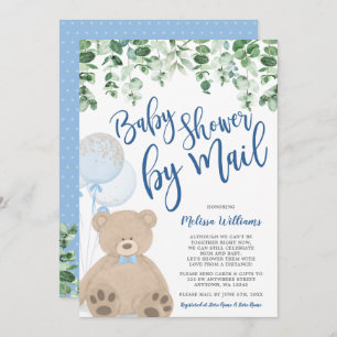 Invitation Baby shower Eucalyptus des ballons d'ours en peluc