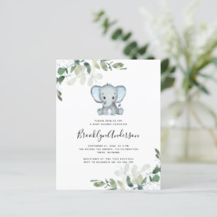 Invitation Baby shower Eucalyptus Elephant BUDGET