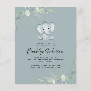 Invitation Baby shower Eucalyptus Elephant BUDGET