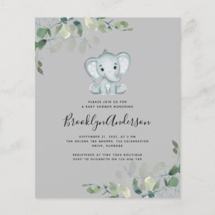 Invitation Baby shower Eucalyptus Elephant BUDGET