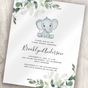 Invitation Baby shower Eucalyptus Elephant BUDGET