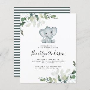 Invitation Baby shower Eucalyptus Elephant BUDGET