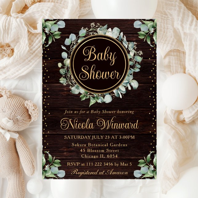 Invitation Baby Shower Eucalyptus en aquarelle (Créateur téléchargé)