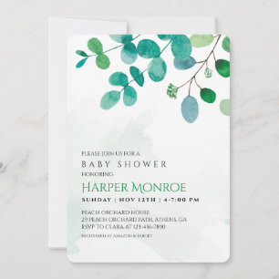 Invitation Baby shower Eucalyptus verdoyante