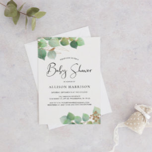 Invitation Baby shower Eucalyptus Watercolor