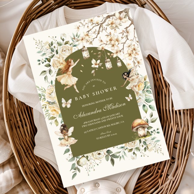 Invitation Baby shower Fairies Fleur sauvage Flower Meadow (Créateur téléchargé)