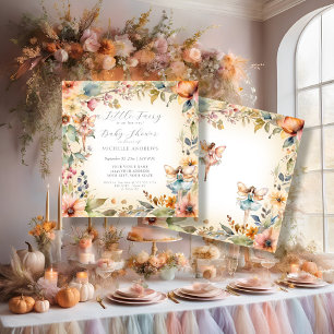 Invitation Baby shower Fairy Fall Floral Gold Girl Enchanted