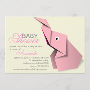 Invitation Baby shower fait sur commande d'éléphant d'origami