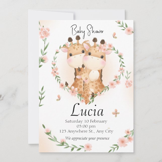 Invitation Baby shower Familia Jirafas (Devant)