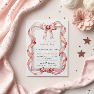 Invitation Baby shower Fancy Chic Coquette Rose Bow Girl