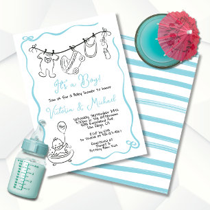 Invitation Baby shower fantaisie dessiné à la main