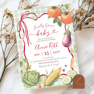Invitation Baby-Shower Fantaisiste à Rayures Vertes de Produc