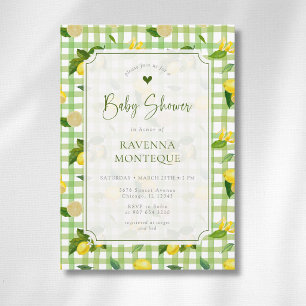 Invitation Baby Shower Fantaisiste Citron Vert à Carreaux