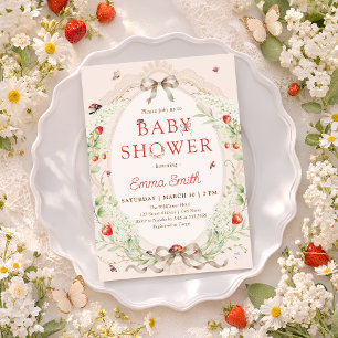 Invitation Baby Shower Fantaisiste Coccinelle Fraise