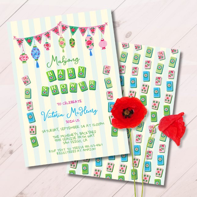 Invitation Baby Shower Fantaisiste Mahjong (Créateur téléchargé)