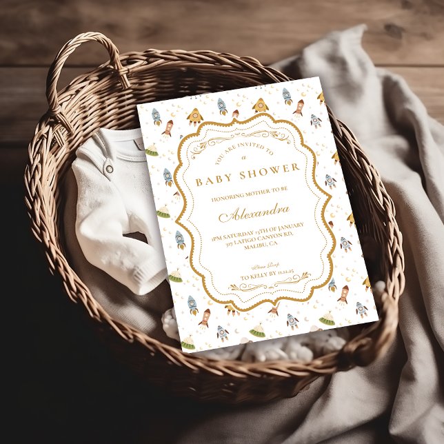 Invitation Baby Shower Fantaisiste Safari Céleste (Créateur téléchargé)