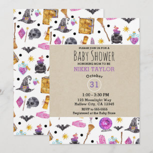 Invitation Baby shower fantastique de l'Halloween magique