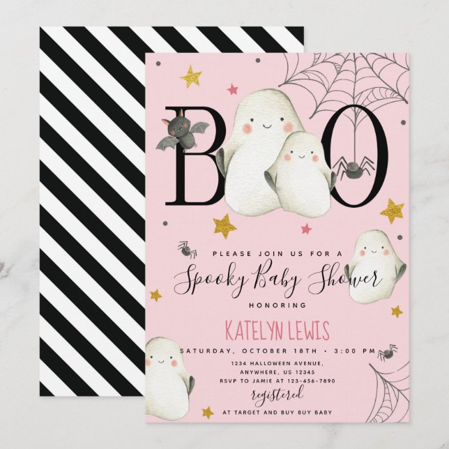 Invitation Baby shower fantôme (Devant / Derrière)