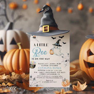 Invitation Baby Shower Fantôme de Halloween Bleu Charmant