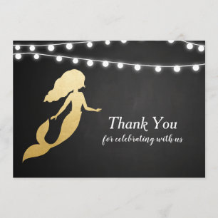 Invitation Baby shower  Faux Gold Foil Mermaid  Merci