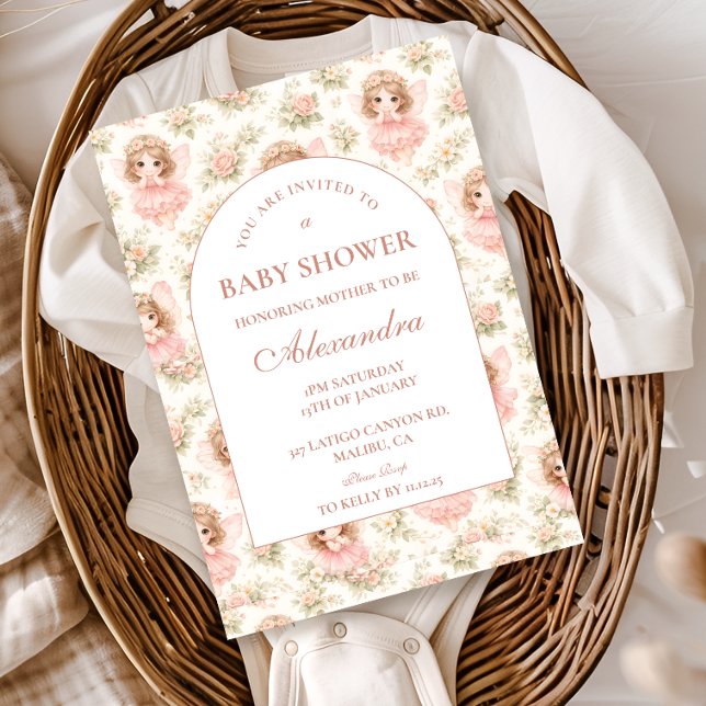 Invitation Baby Shower Fée Élégante Enchantée (Créateur téléchargé)