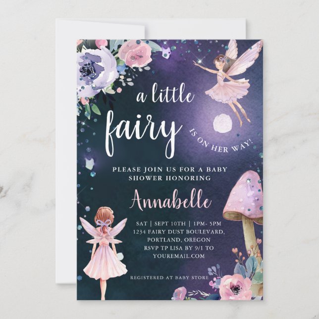 Invitation Baby shower Fée Enchantée (Devant)