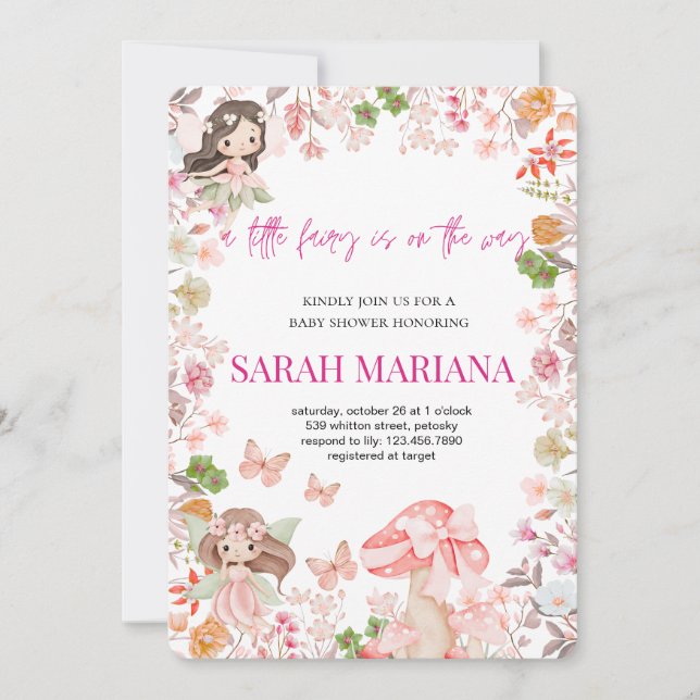 Invitation Baby Shower Fée Enchantée  (Devant)