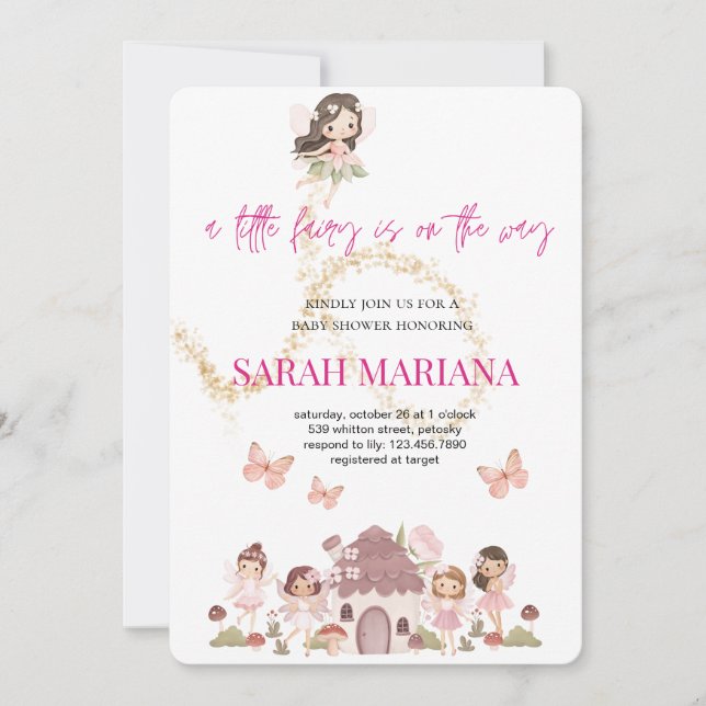 Invitation Baby Shower Fée Enchantée (Devant)