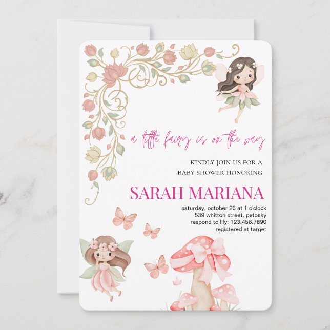 Invitation Baby Shower Fée Enchantée  (Devant)