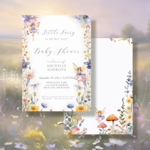 Invitation Baby shower Fée Fleur sauvage rose Fille Enchantée