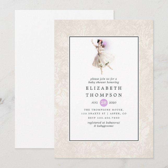 Invitation Baby Shower Fée Lumineuse (Devant / Derrière)