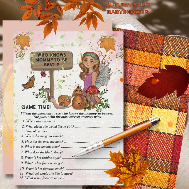 Invitation Baby shower Fée Magique Trivia Jeu Peint à la main (Magical Fairy Baby Shower Trivia Game Hand-Painted Invitation)