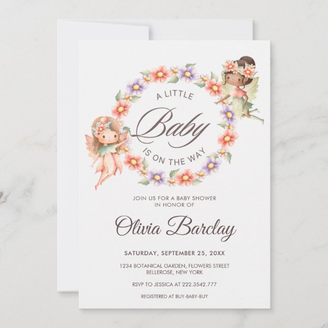 Invitation Baby shower fées (Devant)