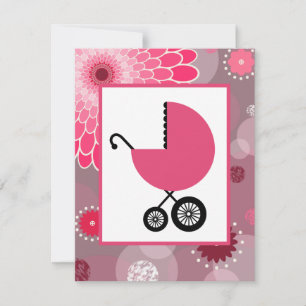 Invitation Baby shower féminin - Pots et fleurs de transport 