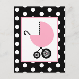 Invitation Baby shower féminin - Transport rose et Pois