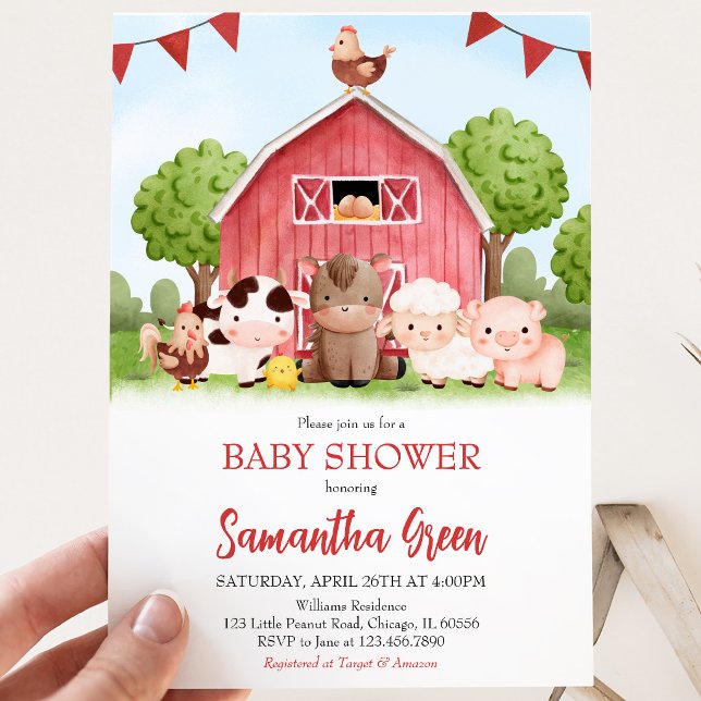 Invitation Baby Shower Ferme (Créateur téléchargé)